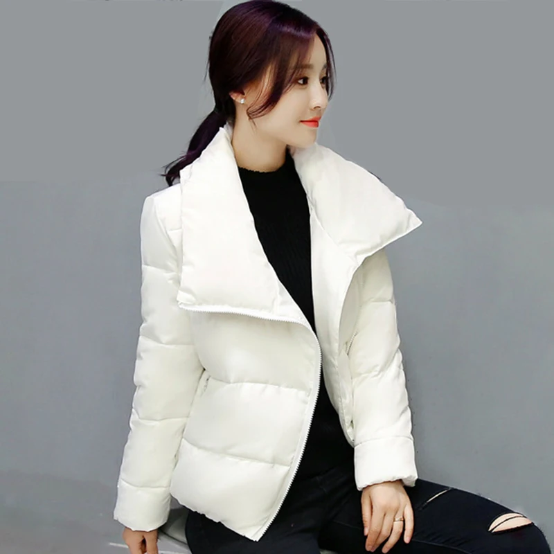 

White/Black Color Short Women's Coats Korean Style Loose Female Cotton-Padded Fashion Women Wadded Warm Outwear Clothing