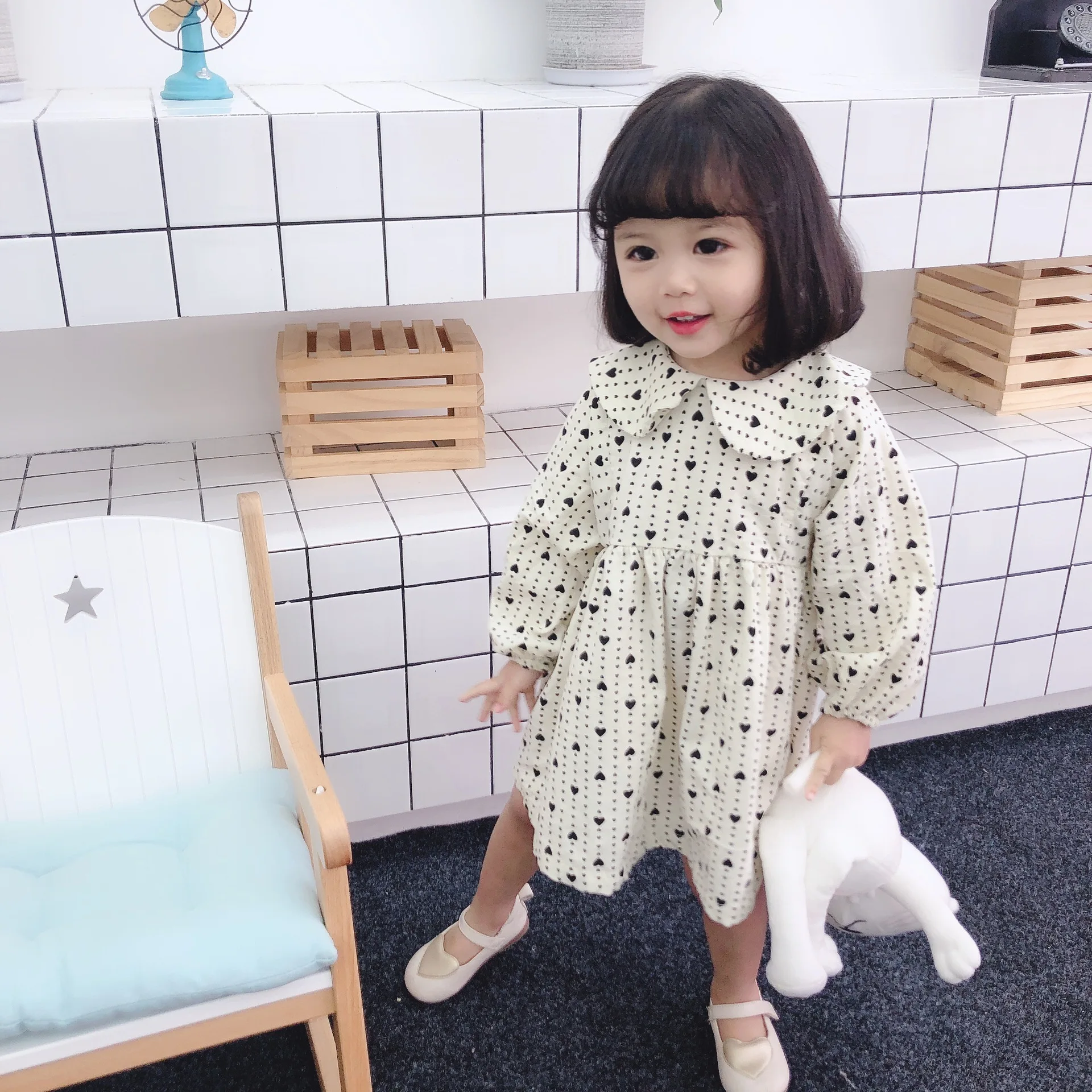 

Spring Corduroy Dress Baby Girl's Doll Collar Fashionable Korean Version dress Baby Girl Clothes Flower Girl Dresses