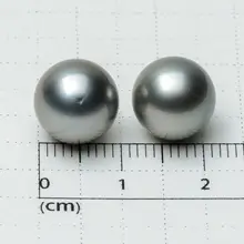 Блестящие круглый серый Tahitian морской культивированный свободные перла неразбуренные пара 10,3-10,5 мм