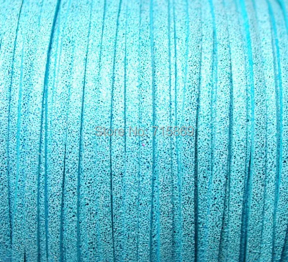 

Free Ship 100 Meters 5mm x 1.5 mm Metallic Aquamarine Faux Leather Suede Leather cord lace leather cord