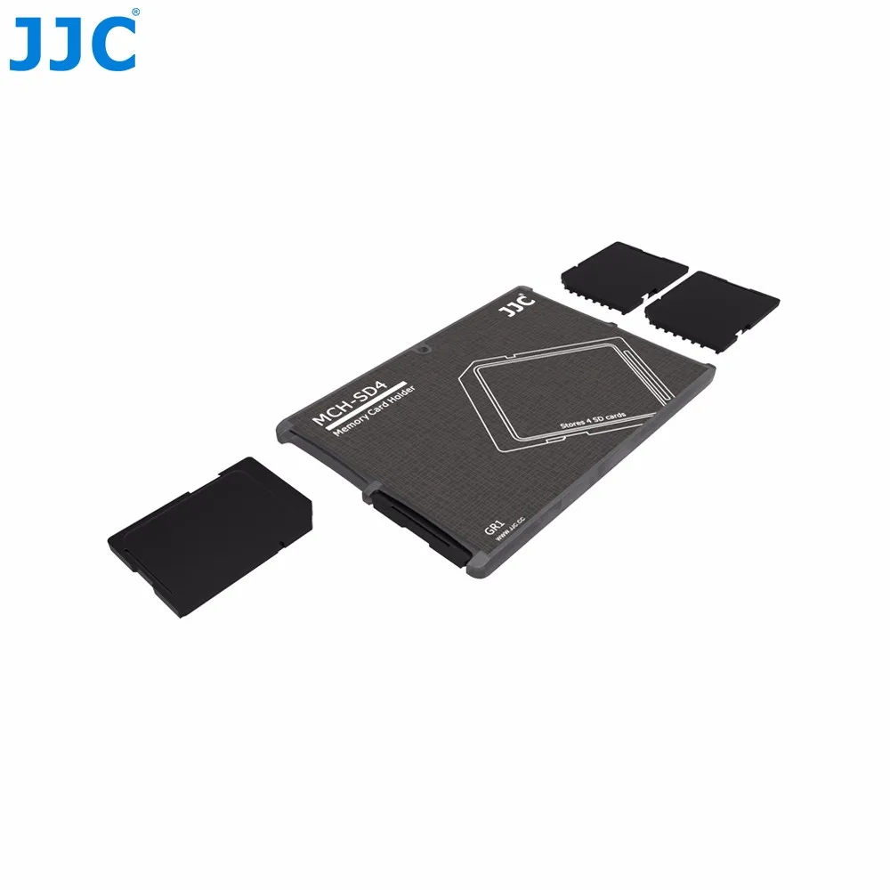 JJC MCH-SD4GR Memory Card Holders Storage 4 x SD Cards(Grey