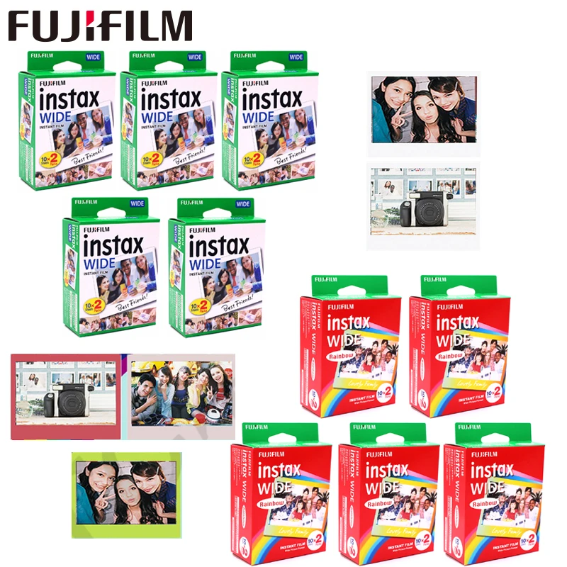 10-100 листов для Fujifilm Instax Wide с белой кромкой + Радуга + черный Плёнки для камеры Fuji Instant фотобумага Камера 300/200/210/100/500AF