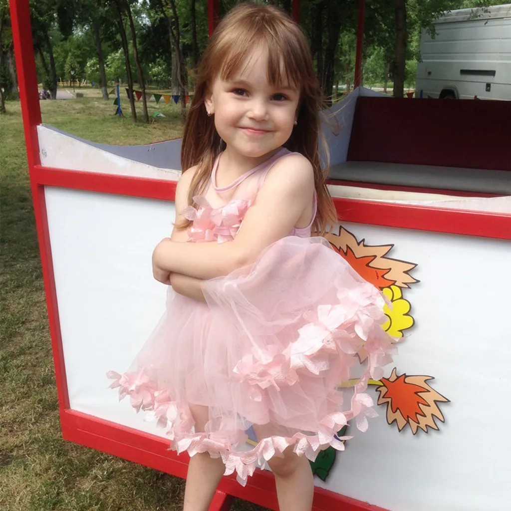 

Baby Girl Summer Clothes Sleeveless Solid Tulle Pink Skirt Floral Girls Dress Princess Tutu Dress Vetement Enfant Fille
