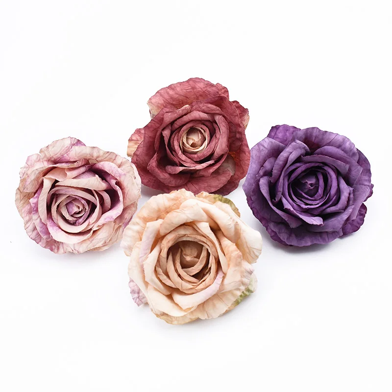5 шт. шелковые розы для скрапбукинга, свадебные цветы, настенные вечерние аксессуары для дома, украшения для рождественской елки, недорогие искусственные цветы