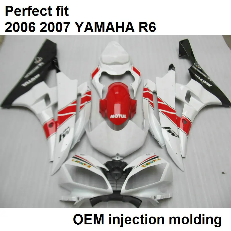 

Injection Molded Fairing Body Kit For YAMAHA YZF R6 2006 2007 White Red Black Motorcycle Fairings Set R6 06 07 HZ11