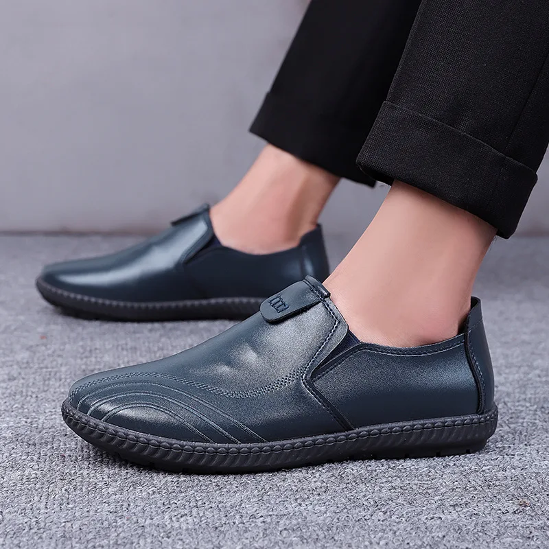 marron Slip Qualité Chaussures Yd Marque Reniflard Sapato Noir Masculino Casual D'été vert Haute on En Cuir Hommes Confortable ever qYpwYTB