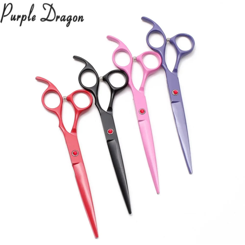 

7INCH 19.5cm Purple Dragon Stainless Cats Clippers Dogs Grooming Scissors Straight Cutting Shears Professional Pets Shears Z4102