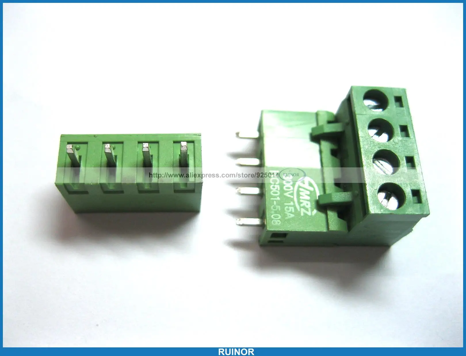 

50 Pcs 5 08mm Straight 4 Pin Screw Terminal Block Connector Pluggable Type Green