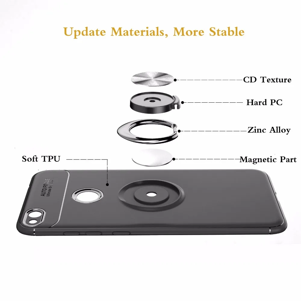 Voppton Soft TPU Case For Huawei P8 lite Case 2018 Car Holder Stand Magnetic Bracket Finger Ring For Huawei  P10 lite Honor V9 (2)