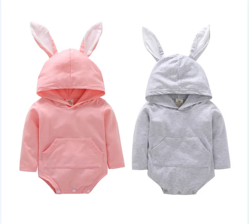 

0-24M Newborn Kids Baby Girl Boy Clothes long sleeve hooded bodysuit with ear elegant Cute cotton Outfits New born clothing
