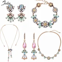 Ювелирные изделия joolim оптом/Модный Свежий зеленый розовый ожерелье и сережки в виде цветка браслет ювелирный набор модные ювелирные изделия вечерние ювелирные изделия