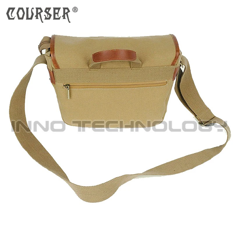 

COURSERR Portable Khaki Canvas Shoulder Bag Waterproof SLR Camera Shoulder Messenger Bag with Paitition Padded Camera Photo Case