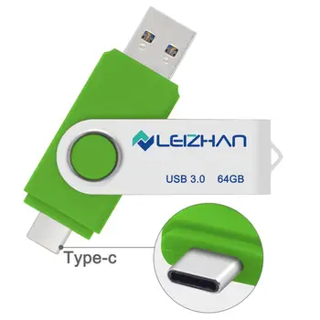 

LEIZHAN Type C Photo Stick 3.0 for Samsung Galaxy S10/S9/S8/Huawei P30/P20/P9 Pendrive USB C Flash Drive 256GB 128GB 64G 32G 16G