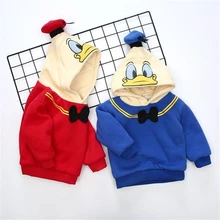 Осень-зима утолщаются От 1 до 5 лет для мальчиков толстовки для девочек с героями мультфильмов пуловер галстук-бабочка джемпер для мальчиков детская флисовая толстовка