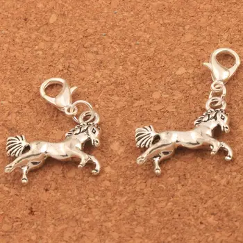 

80pcs zinc alloy Jump Horse Animal Clasp European Lobster Trigger Clip On Charm Beads C052 19x34.5mm
