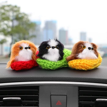 

Car Ornament Cute Mini Dog Decoration Home Automotive Interior Hand Hooks Slippers Puppy Toys Auto Dashboard Decor Accessories