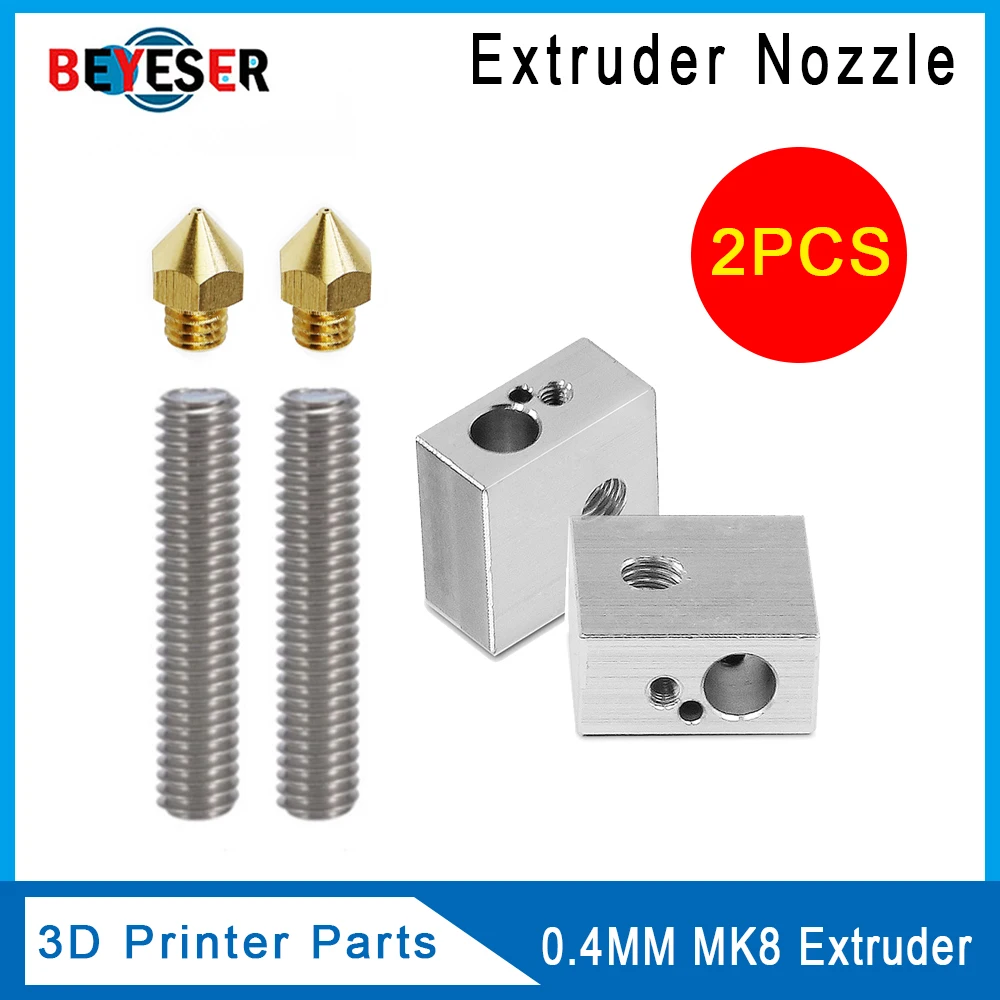 Anet A8 و A6 3D طابعة جزء 2 قطعة 0.4 مللي متر الطارد فوهة + 2 قطعة 1.75 مللي متر الحلق أنبوب + 2 قطعة سخان كتل Hotend ل Mk8 Makerbot
