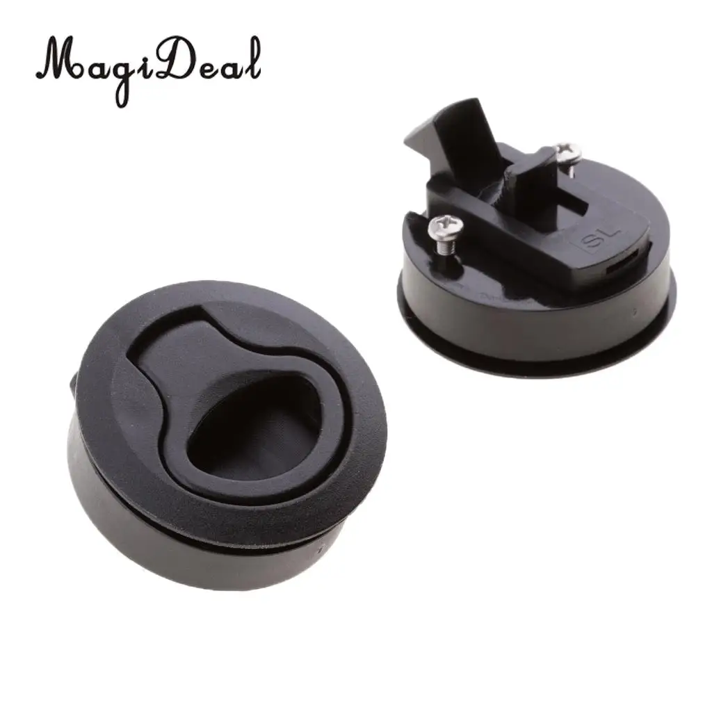 MagiDeal 2pcs White/Black Nylon Marine Locker Hatch Latch Turning Boat Lock Lift Handle for Canoe Dinghy Yacht Rafting Boating