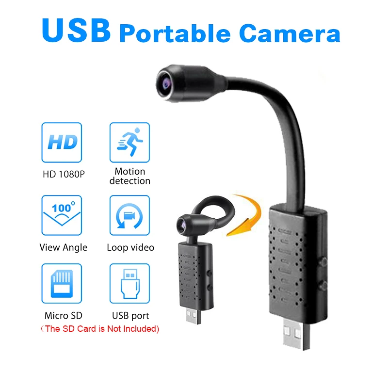 

Mini Camera U21 1080P HD Smart USB Cameras Motion Detection Loop Video Cloud Storage 360 Arbitrary Rotation Angle micro camera