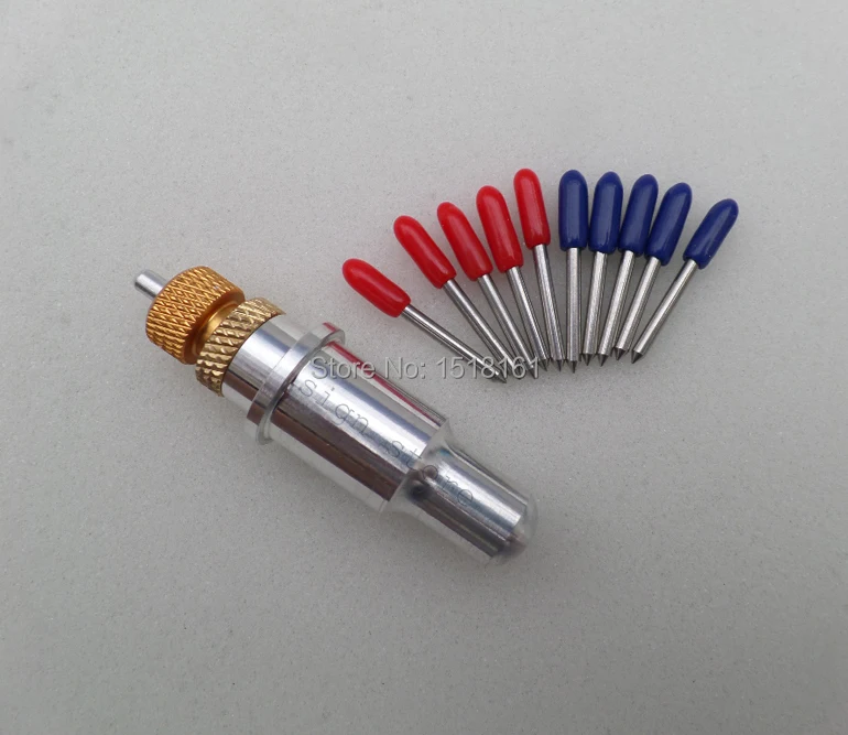 

New Reliable 1pc Liyu Graphtec 14mm Blade Holder +10pcs HQ 45 / 60 Degree Roland GCC Helo Ruijie Cutter Plotter Cutting Blades