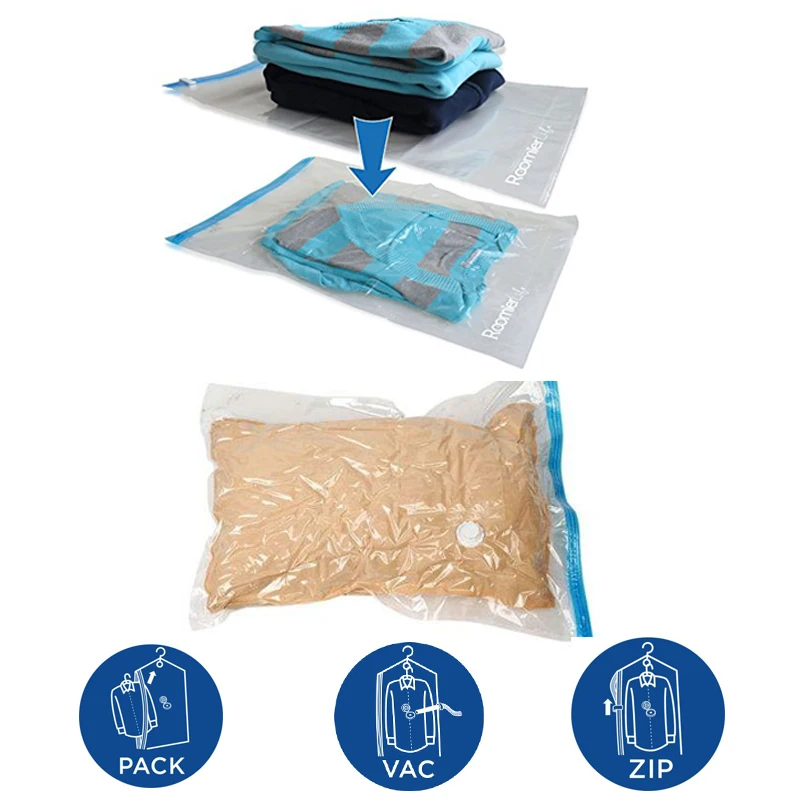De vacío bolsa organizador de almacenamiento transparente frontera plegable Extra grande sello comprimido ahorro de espacio bolsas organizador