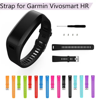 

Sports Soft Silicone Wristband Bracelet for Garmin Vivosmart HR Split Strap with Screw and Utility Knife Watchband Replacement
