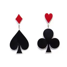 Модные асимметричные серьги-гвоздики в стиле хип-хоп с акриловыми игральными картами для танцоров ночного клуба