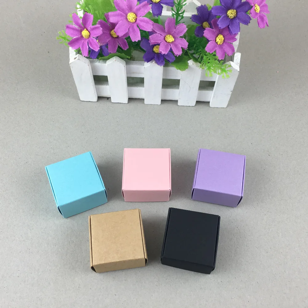 

50pcs/lot 4x4x2.5cm Brown Kraft Craft Paper Jewelry Pack Boxes Small Gift Box For Handmade Soap Wedding Party Candy gift box