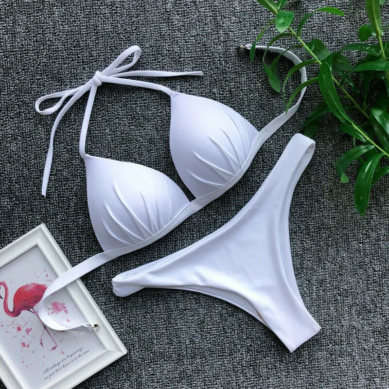 

Fashion Women Bandage Solid Bikini Push-up Padded Bra Swimsuit Bathing 2pcs Set Swimwear