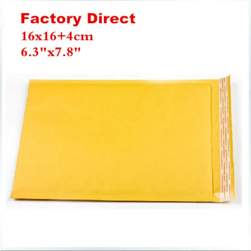 

16cmX20cm 6.3"X7.9" 50 pcs yellow high quality thick kraft Bubble Mailers Padded Envelopes air Bags 16cmx16cm+4cm courier bags
