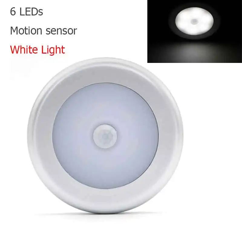 Светодиодный ночник с автоматическим вращением на 360 градусов, индукционный датчик движения, Ночной светильник, коридор, инфракрасный настенный светильник для лестницы - Испускаемый цвет: White light