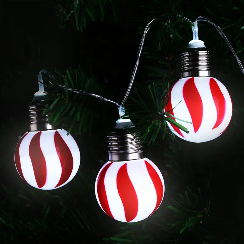 finether battery powered 10 leds red and white stripe globe ball string lights christmas halloween party decor commercial use - Commercial Halloween Decorations finether battery powered 10 leds red and white stripe globe ball string lights christmas halloween party decor commercial use - Commercial Halloween Decorations