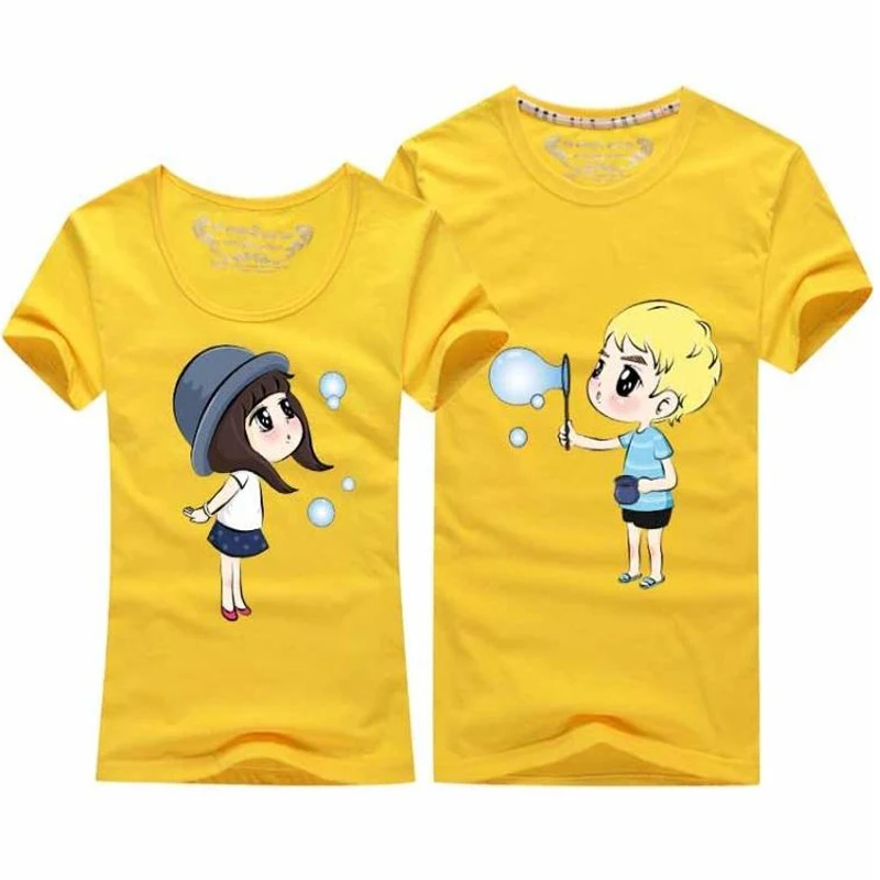 Summer New Cartoon T-Shirt Couple Clothes Women Men Cotton Short Sleeve T Shirt Casual Cute Sweet Couple T-Shirts For Lovers