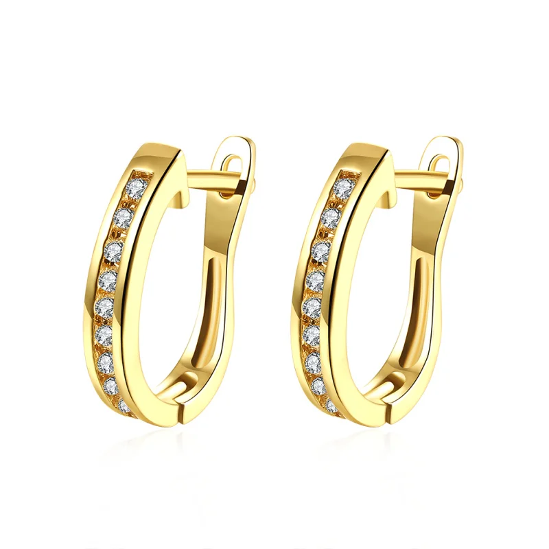 

New Hot Jewelry Gold zircon earrings White Cubic zirconia earrings ear clip earrings for women E2124