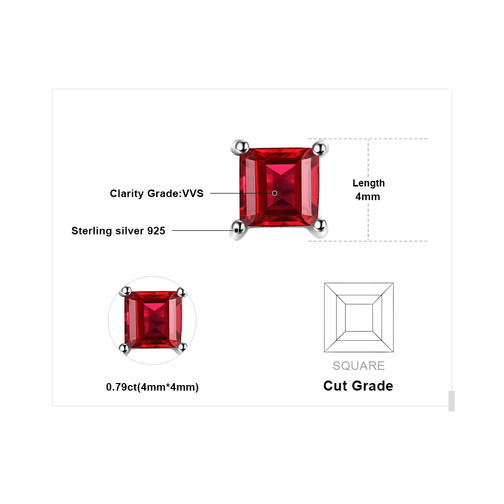 Jewelrypalace Принцесса Cut Pure Натуральный Красный Гранат 925 Твердые стерлингового серебра ослепительно Серьги шпильки для Для женщин Красивые ювелирные изделия