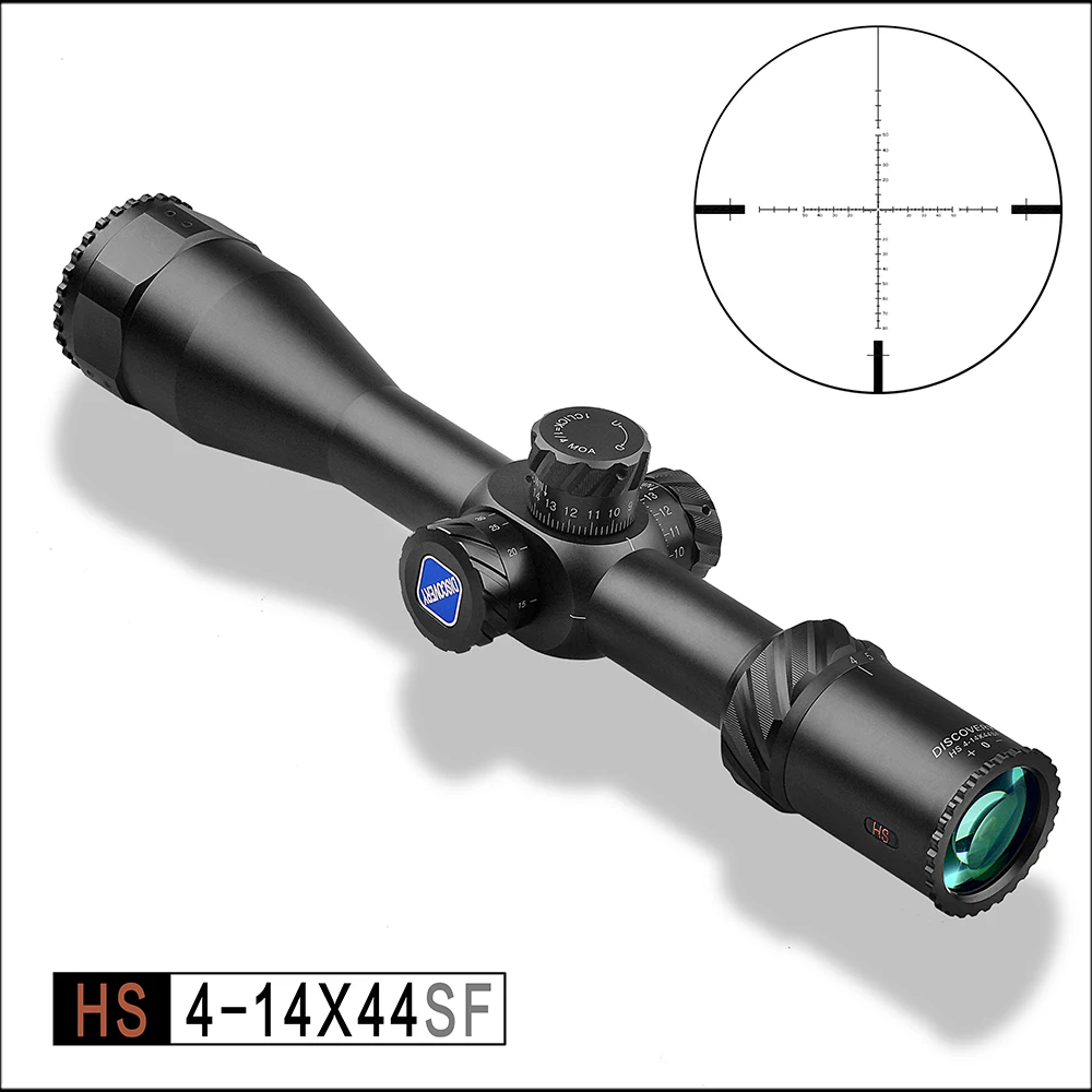 online Descoberta HS 4 14X44SF FFP MOA Rifle de Caça riflescope Tiroteio HD lente Scope Monocular telescope Coordenar de acessórios de arma