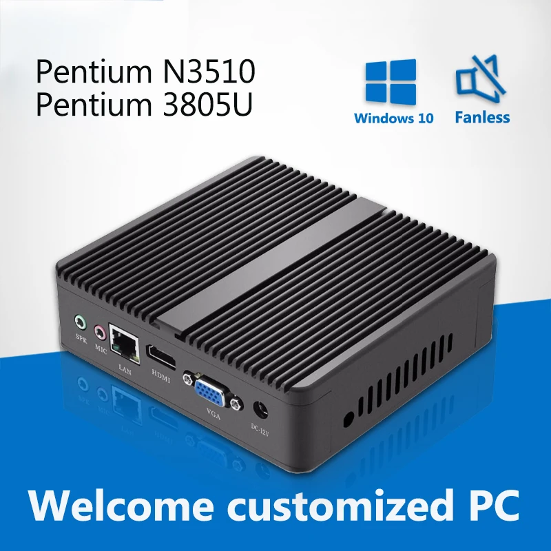 

Fanless Mini PC Intel Pentium N3510 4*core 2.0GHz Windows PC Linux Mini Computer Pentium 3805U Computer Mini WIFI HDMI TV BOX