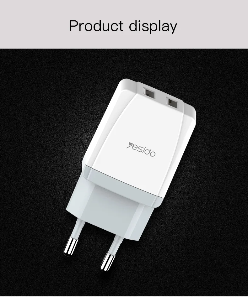 Yesido YC21 двойное настенное зарядное устройство USB с кабелем Micro USB для iPhone X XS 8 7 samsung Xiaomi быстрое зарядное устройство USB адаптер EU штекер