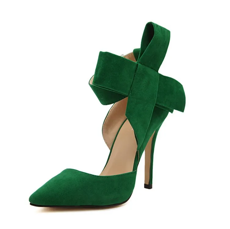 Г., новые женские туфли-лодочки модные свадебные босоножки на высоком каблуке с бантом обувь большого размера розовые женские свадебные туфли-лодочки - Цвет: green 11cm
