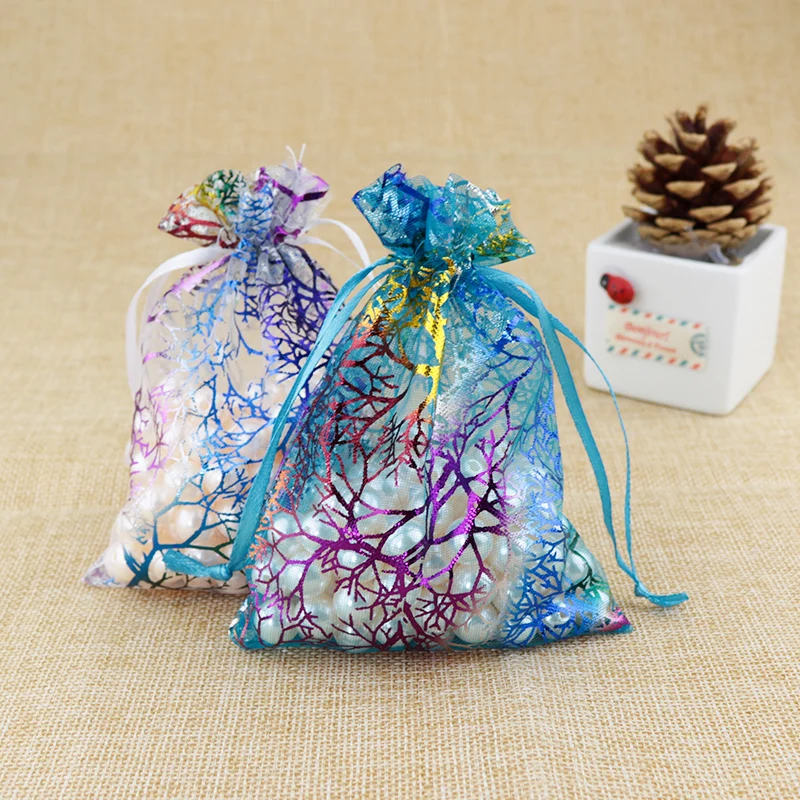 

50Pcs set Jewelry Bags Organza Gifts Bags Christmas Candy Bags Party Wedding Favors Packaging Pouch Wedding Decoration Supplie