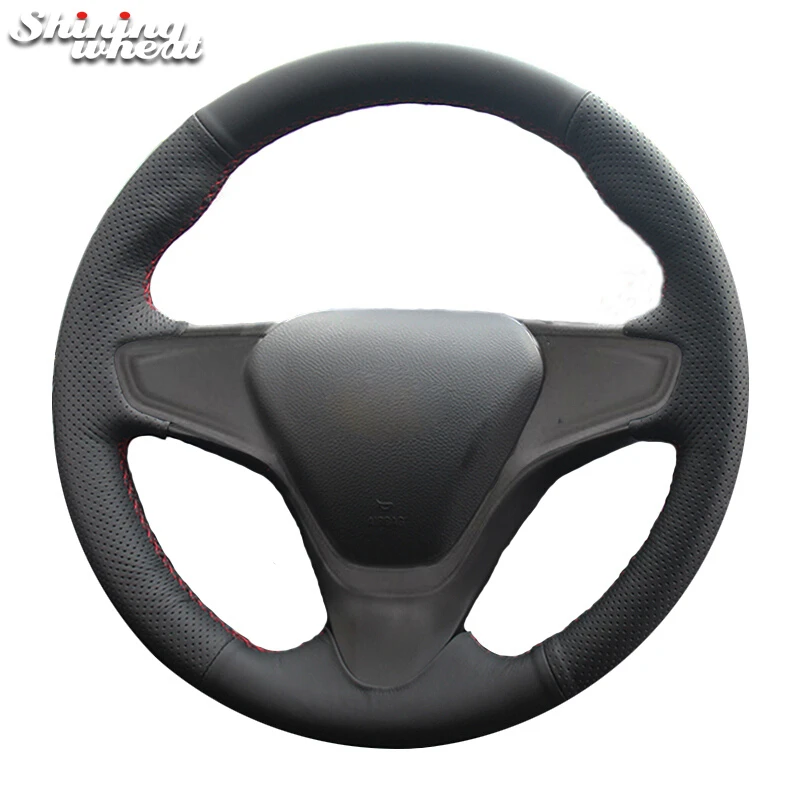 Shining wheat Black Artificial leather Car Steering Wheel Cover for