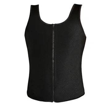 

Latex Waist Cincher Men Rubber Bone Fat Burning And Control Slimming Fit Vest Body Shaper Zipper Close Underwear Bustier 6XL