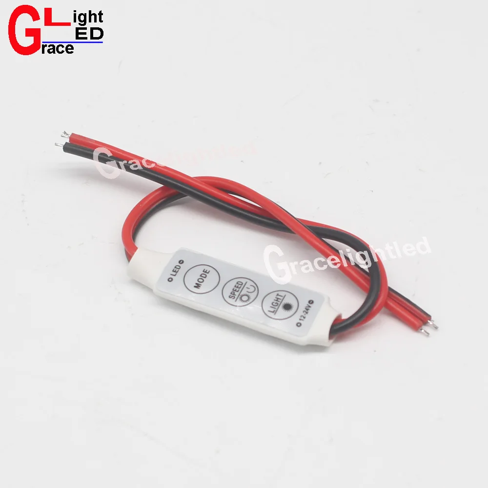 DC12V Mini 3 Keys Single Color LED Controller Brightness Dimmer Flashing for 3528 5050 5630 5730 strip | Освещение