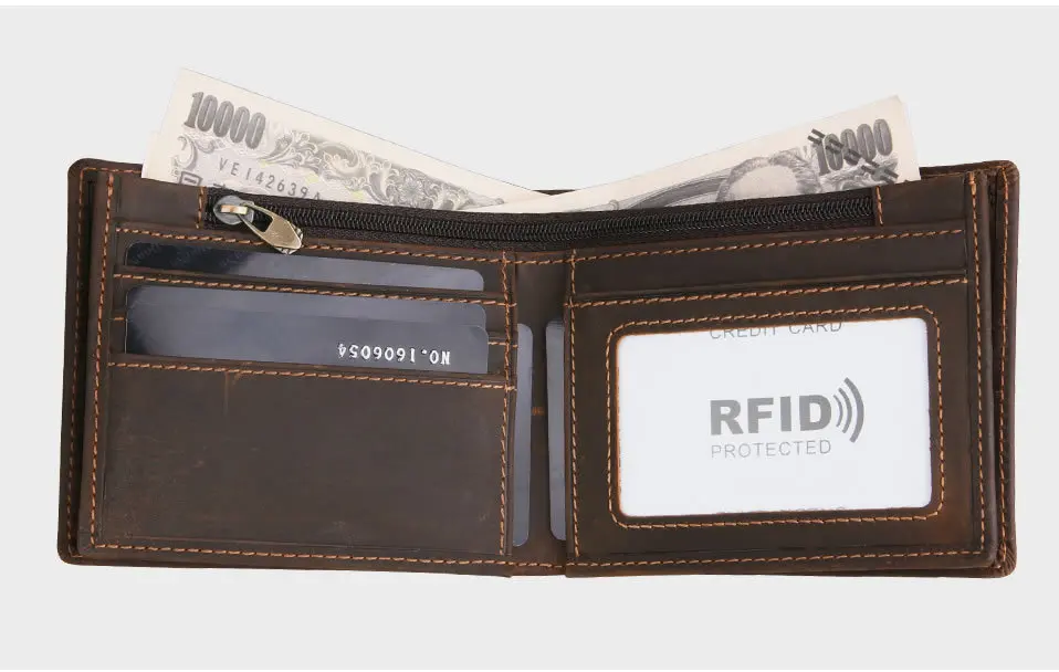 Горячая мужской кошелек из натуральной кожи товар высшего сорта из натуральной воловьей кожи бумажники для мужчин Ретро Короткие кофейные Зажимы для денег клатч RFID