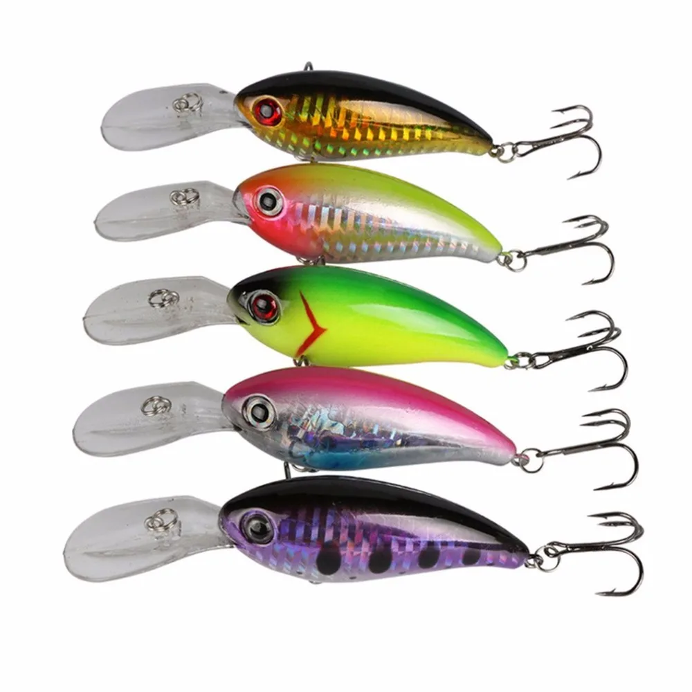 5pcs Bronzing External Laser Rock Fishing Baits Wobbler Tackle Bionic