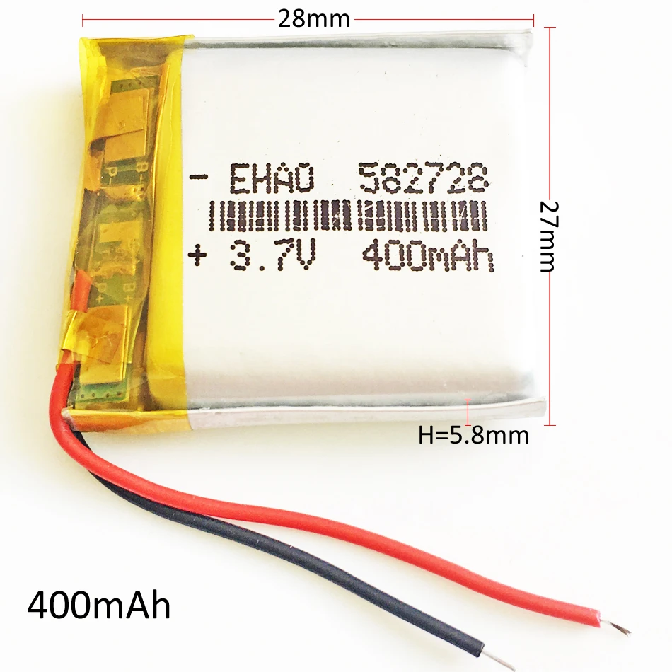3 7 V 400mAh 582728 литий полимерная LiPo аккумуляторная батарея ионные ячейки для Mp3 смарт