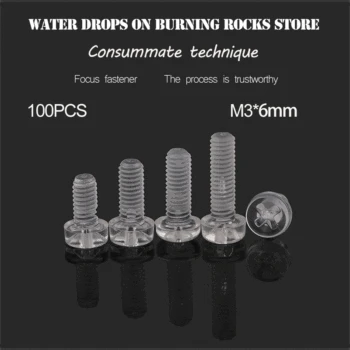 

High quality 100pcs M3*6mm Round Plastic Screws, Transparent Screws, Plastic Screws Alex Plastic PC Screws Hot Products