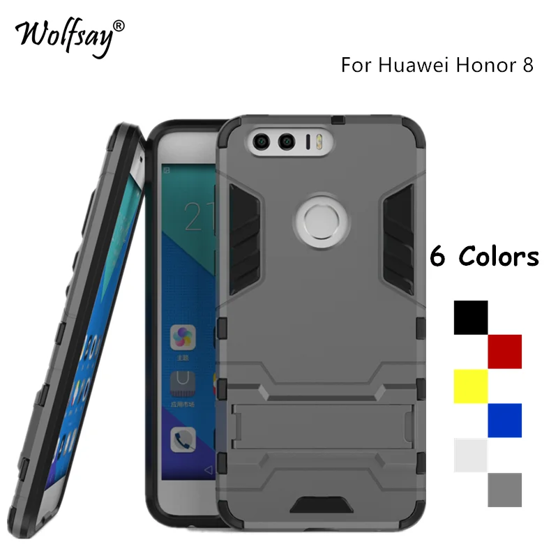 Чехол Wolfsay Robot для Huawei Honor 8 Силиконовый противоударный чехол + защитный телефона