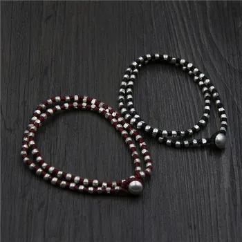 

C&R Pure 925 Sterling Silver necklace for women Woven wax rope chain handmade Thai Silver beads colar necklace Fine Jewelry