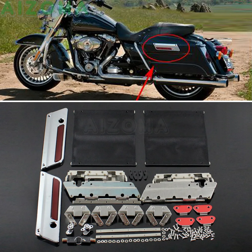 Мотоцикл крышка с защелкой замок аппаратные средства комплект твердые мешки сума аппаратные средства для Harley Touring Street Electra Road Glide FLHT FLHRC